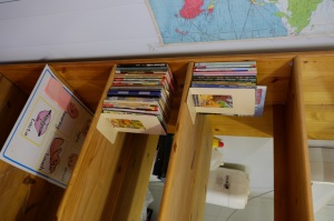 In 2013, the government opened the Extension 9 public library. I am a member and it is very close to my house. But, it would be good if it had more isiXhosa books in it. At present, there are only a few. (This is the shelf with all the library’s isiXhosa books.)